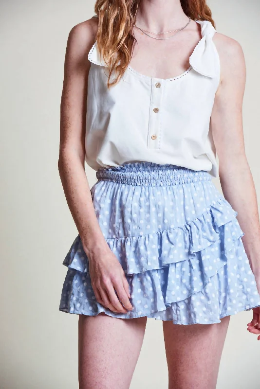 boho beige skirts -The Mini Skirt In Blue Polka Dot