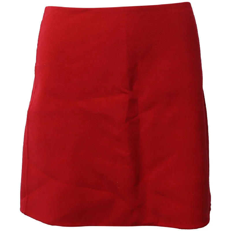 pleated beige skirts -Theory Mini Pencil Skirt in Red Wool