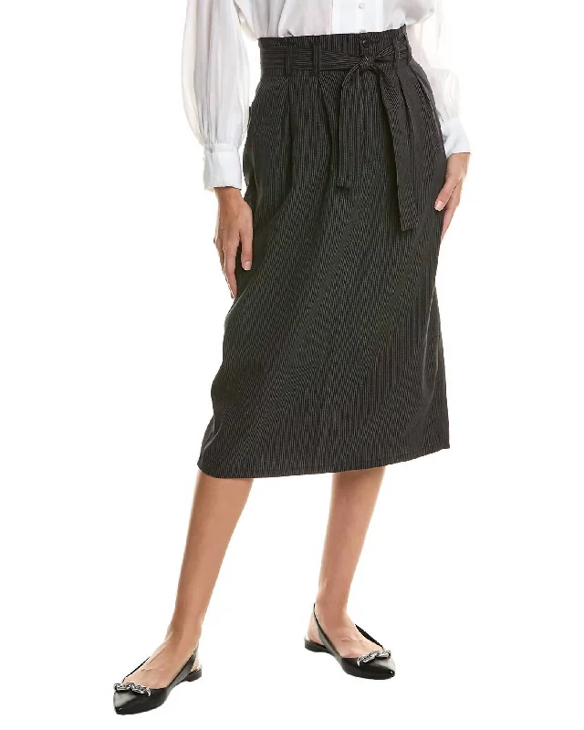 minimalist white skirts -Trouser Pencil Skirt In Narrow Smokey Stripe