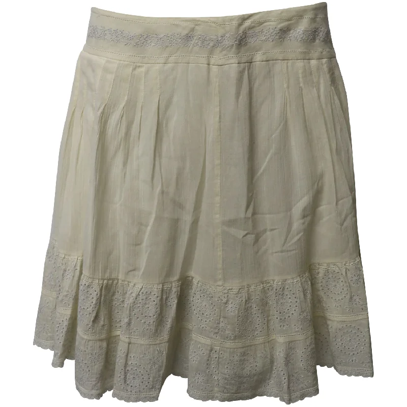 vintage brown skirts -Zadig and Voltaire Jussie Embroidered Hem Skirt in Cream Cotton