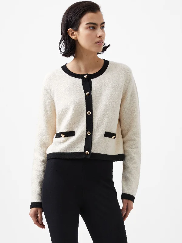 cardigan with ruffles -Vhari Recycled Contrast Cardigan