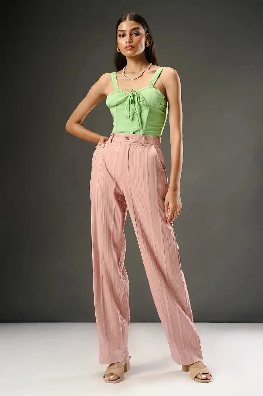 festival red pants -Blush Petal Women's Textured Korean Pants