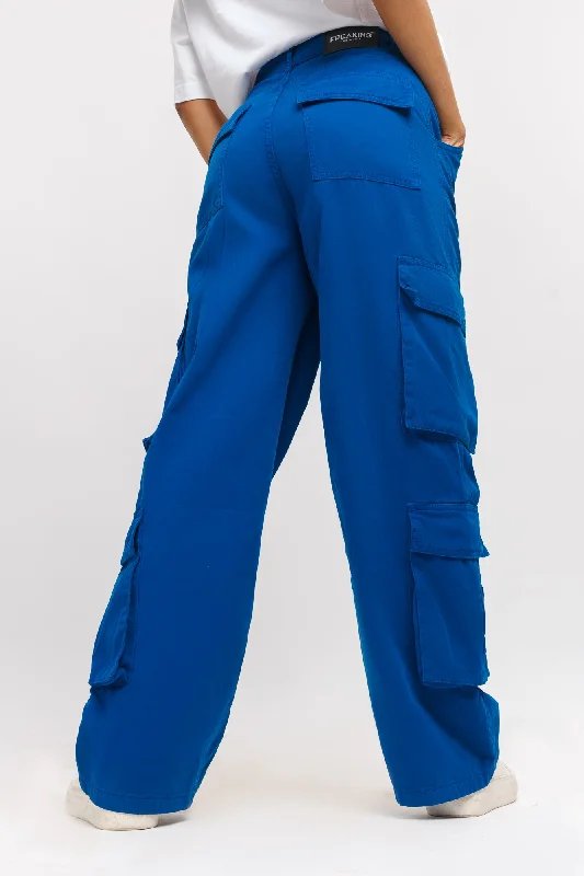 straight-cut maroon pants -Bright Blue Cargo Pants