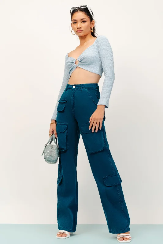 leather indigo pants -Georgian Bay Cargo Pants