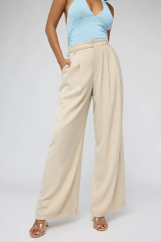 business maroon pants -Soft Caramel Super Flared Korean Pants