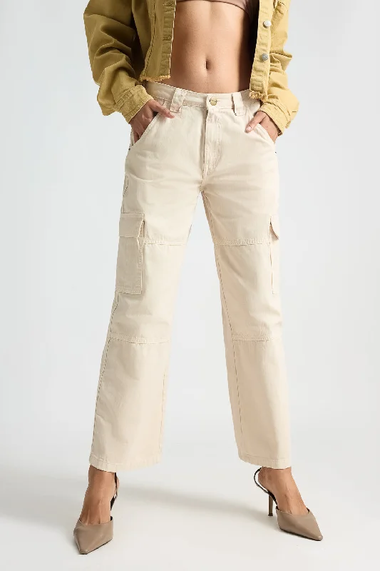 lightweight beige pants -Denim Light Tan Cargo Pants