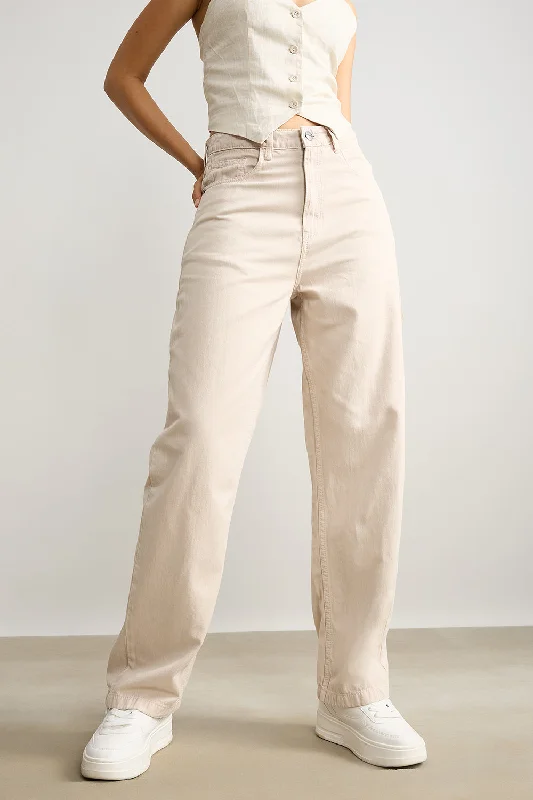 high-waisted yellow pants -Off White Regular Fit Straight Pants