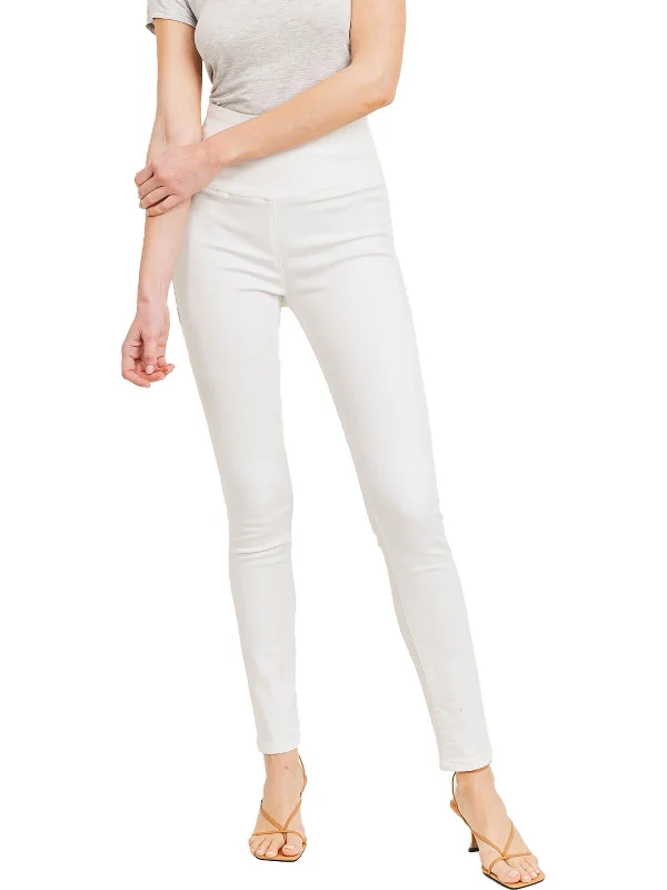 high-rise black pants -Penelope Womens High Waist Pull On Skinny Jeans