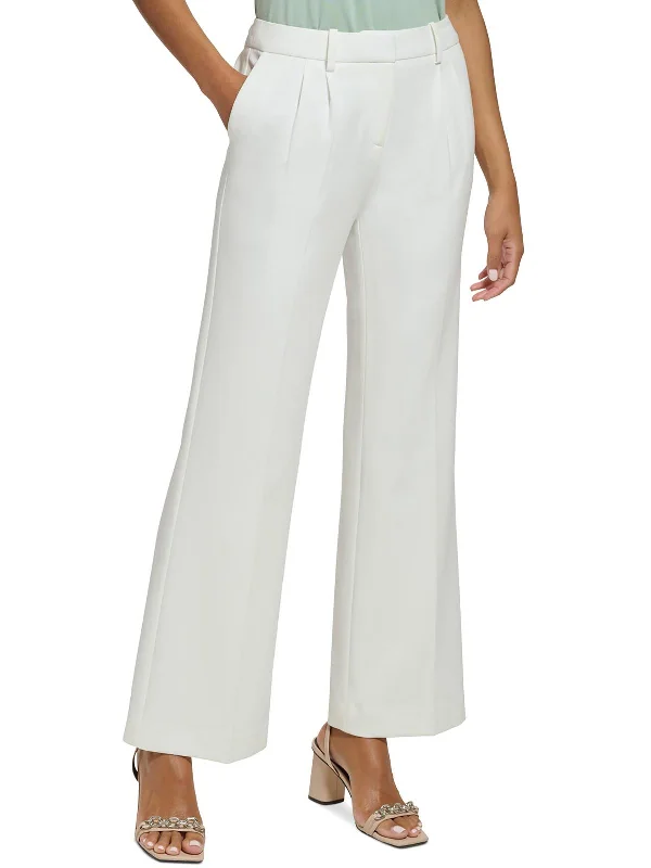 blue chino pants -Petites Womens Pleated Crepe Dress Pants