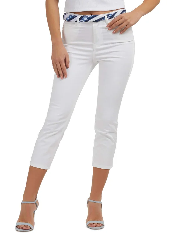 breathable white pants -Plus    Womens High Rise Knit Skinny Jeans