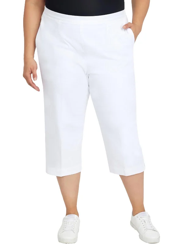 blue chino pants -Plus Womens Relaxed High Rise Carpi Pants