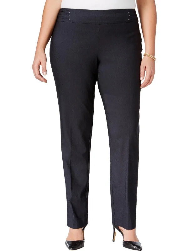 office indigo pants -Plus Womens Studded High Rise Skinny Pants