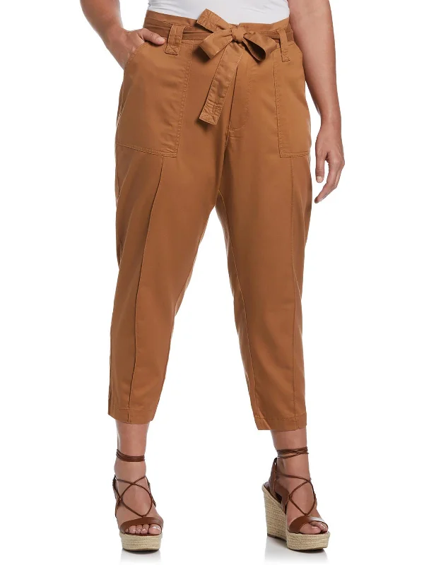 corduroy pink pants -Plus Womens Twill High Rise Cargo Pants