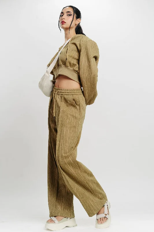 tapered pink pants -Textured Khaki Straight Fit Pant