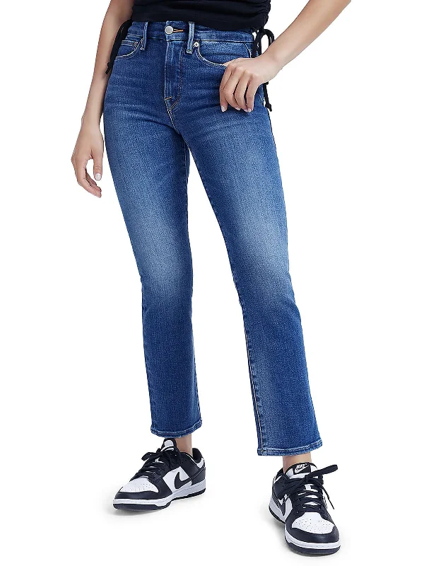 festival blue pants -Womens Denim Distressed Straight Leg Jeans