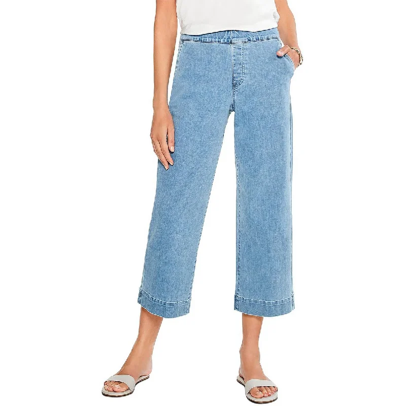 slim-fit blue pants -Womens Denim Stretch Wide Leg Jeans