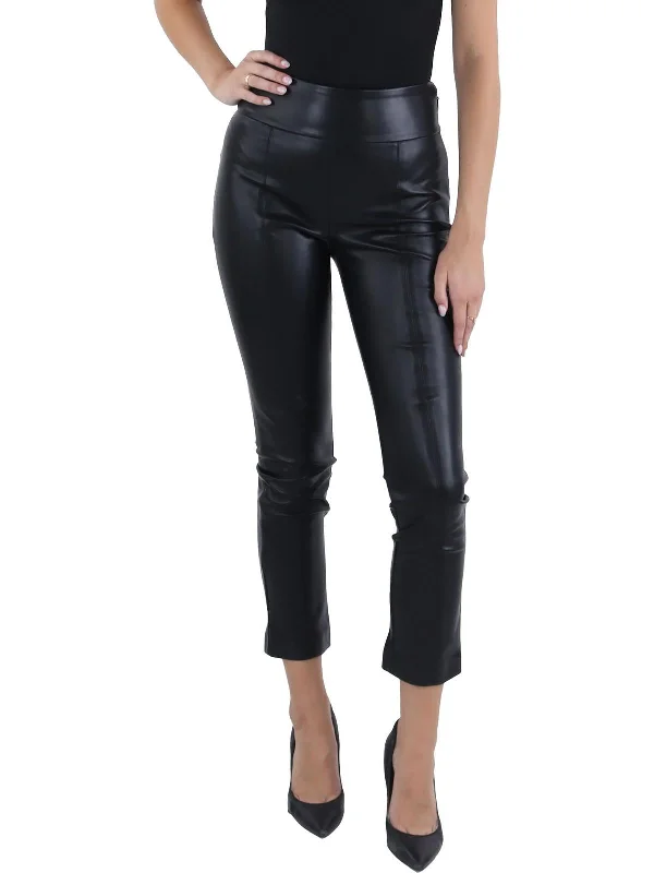 bold red pants -Womens Faux Leather High Rise Skinny Pants