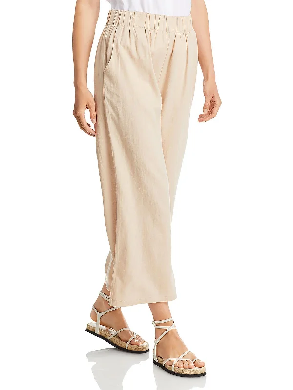 high-rise white pants -Womens High Rise Knit Wide Leg Pants