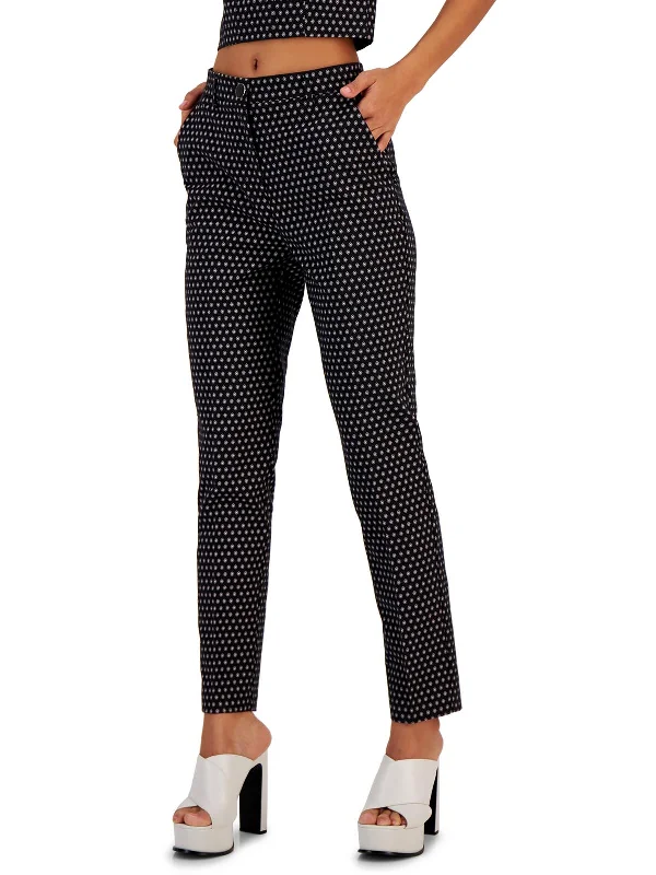 trendy indigo pants -Womens High Rise Printed Ankle Pants