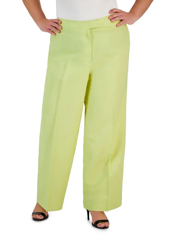 stylish pink pants -Womens High Rise Stretch Wide Leg Pants