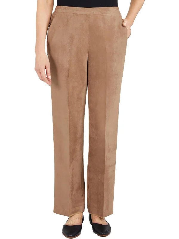 cotton indigo pants -Womens Pocket Polyester Straight Leg Pants