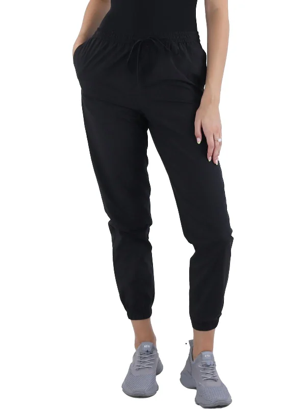 minimalist yellow pants -Womens Poplin Mid-Rise Jogger Pants