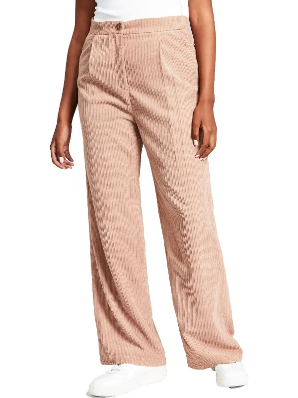 urban pink pants -Womens Ribbed Corduroy Wide Leg Pants