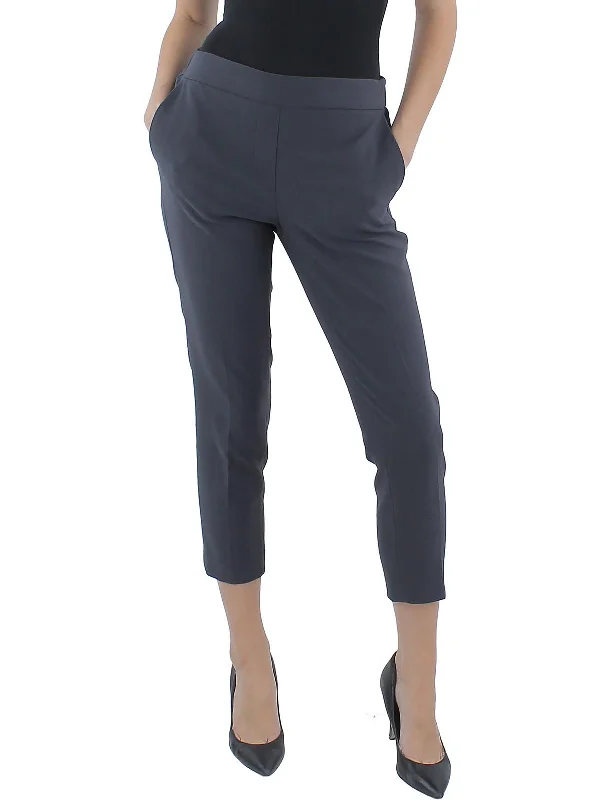 pleated black pants -Womens Slim Leg Polyester Trouser Pants