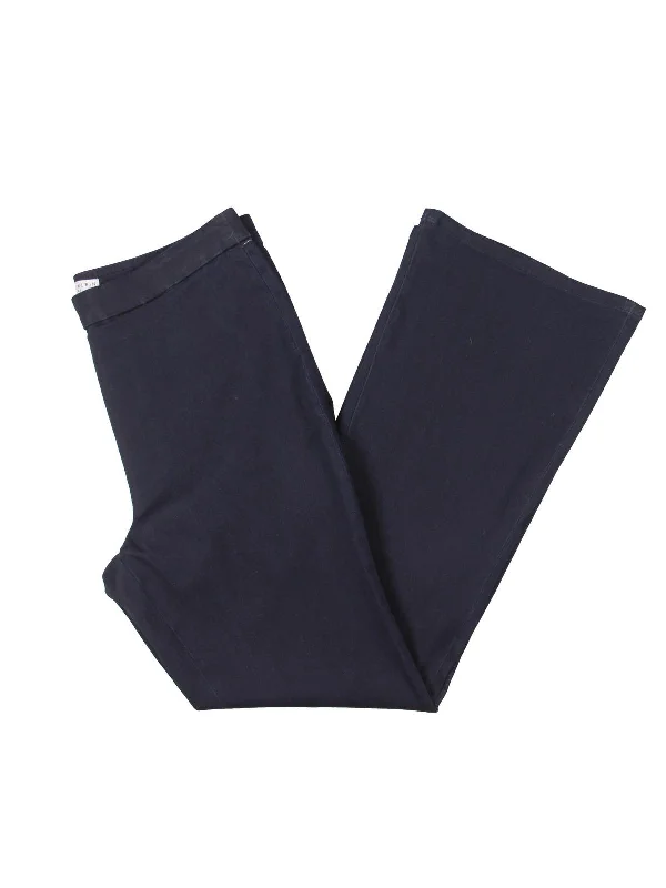 travel indigo pants -Womens Solid Stretch Flared Pants