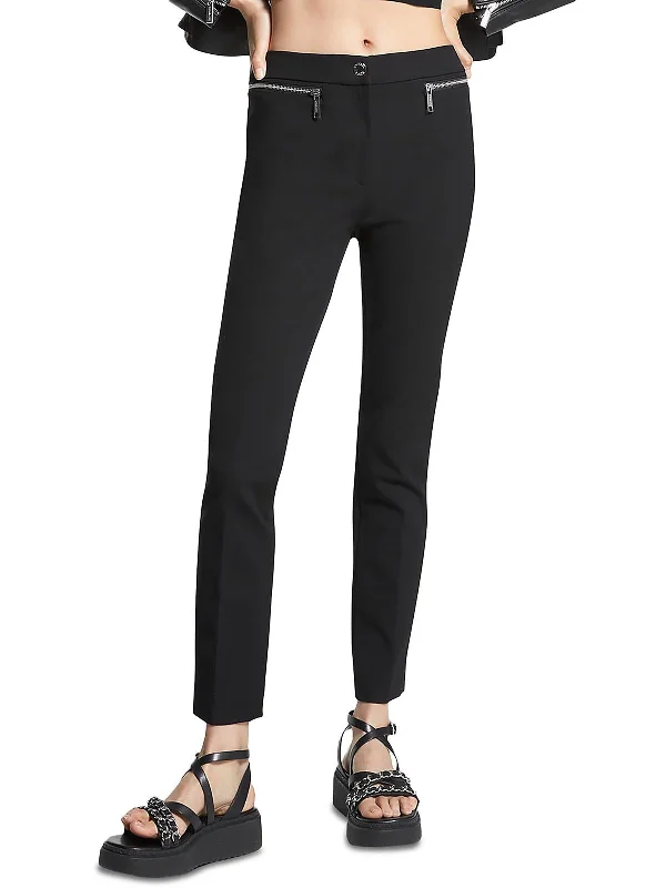 festival black pants -Womens Straight Leg High Rise Ankle Pants