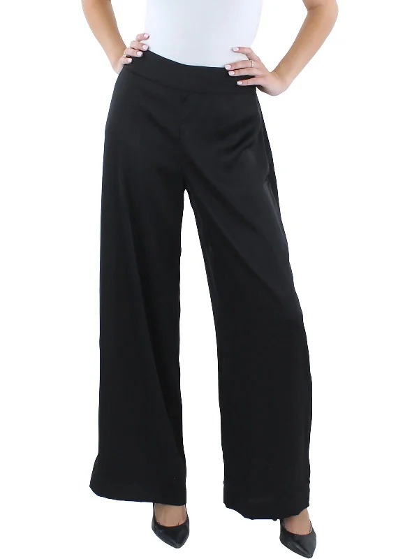 formal beige pants -Womens Zipper Polyester Wide Leg Pants